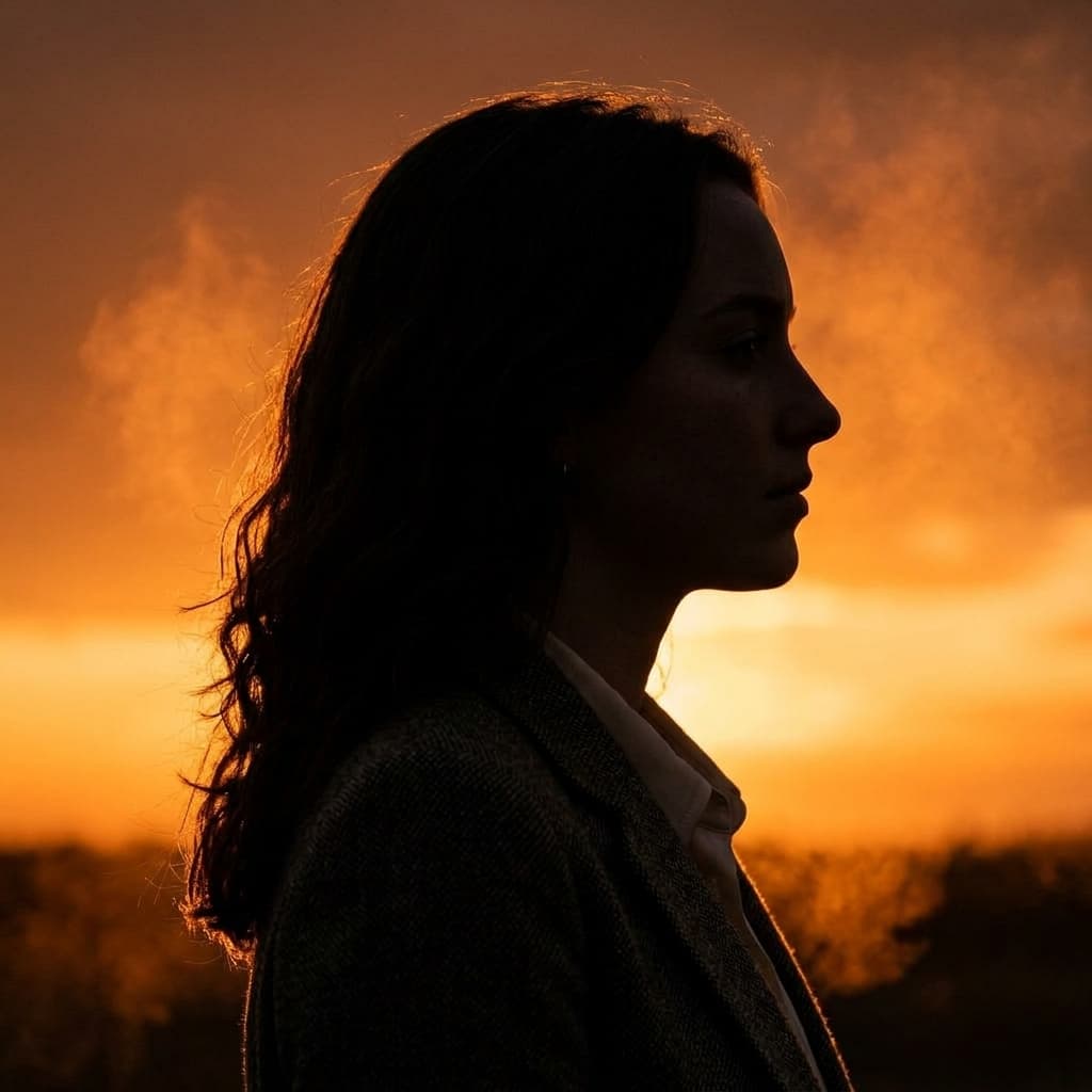 Dramatic Orange Silhouette AI headshot style