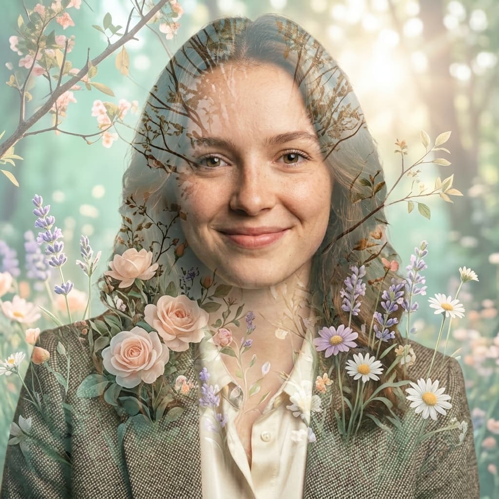 Dreamy Double Exposure AI headshot style