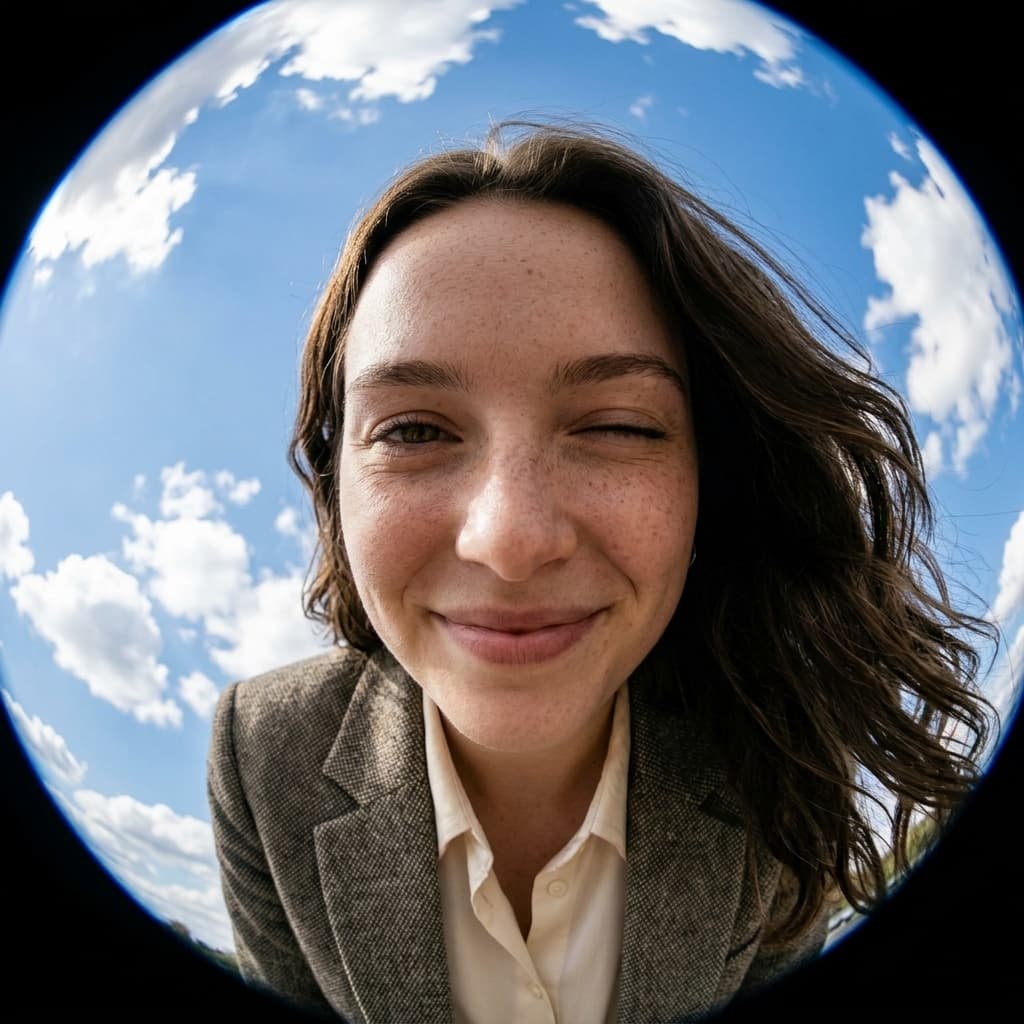 Fisheye Sky Portrait AI headshot style