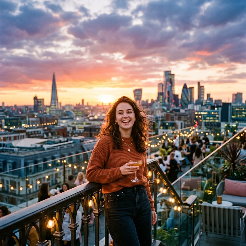Rooftop Sunset Portrait AI headshot style