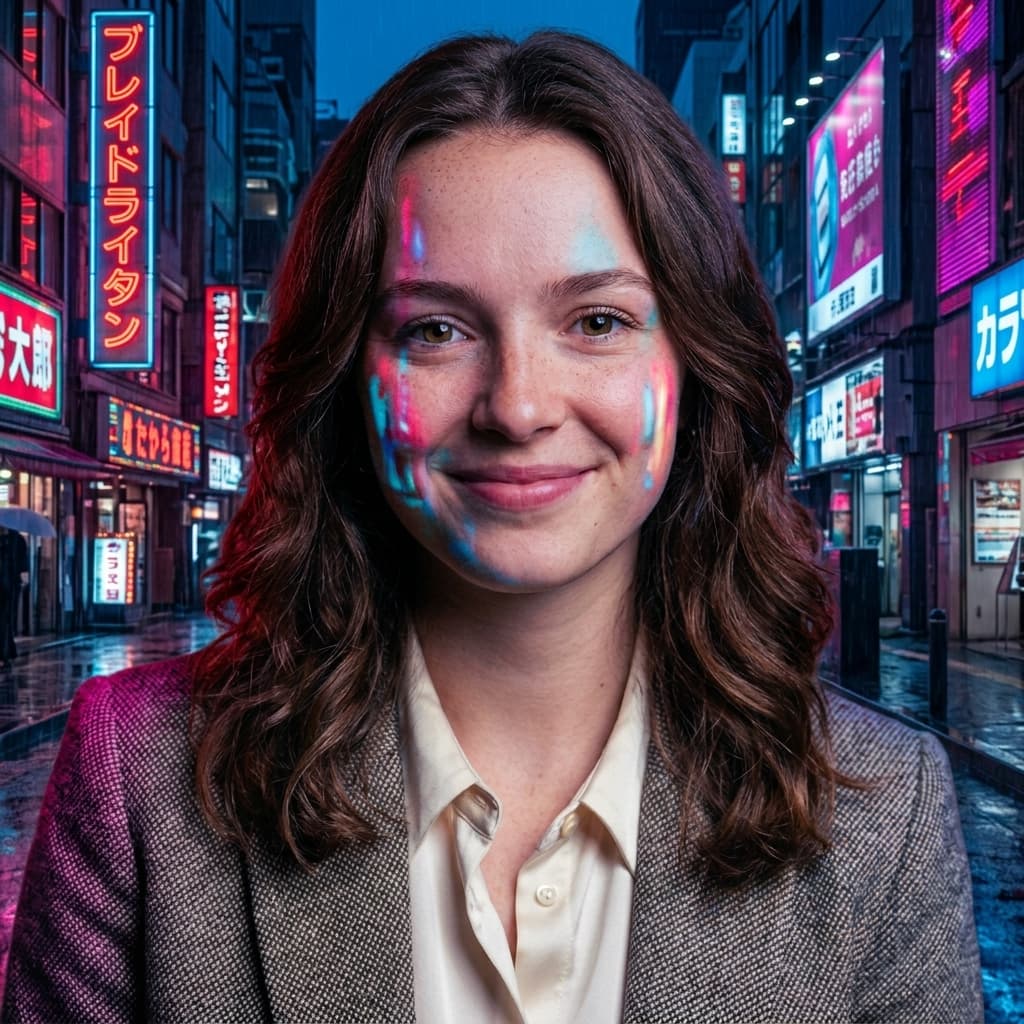 Tokyo Neon Twilight AI headshot style