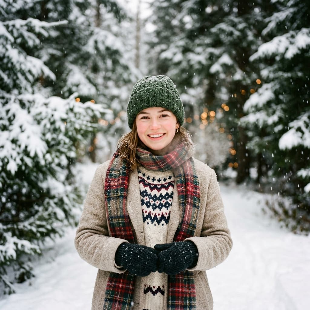 Winter Snow Portrait AI headshot style