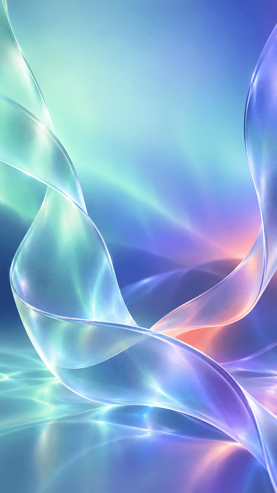 Translucent aurora glass abstract AI wallpaper