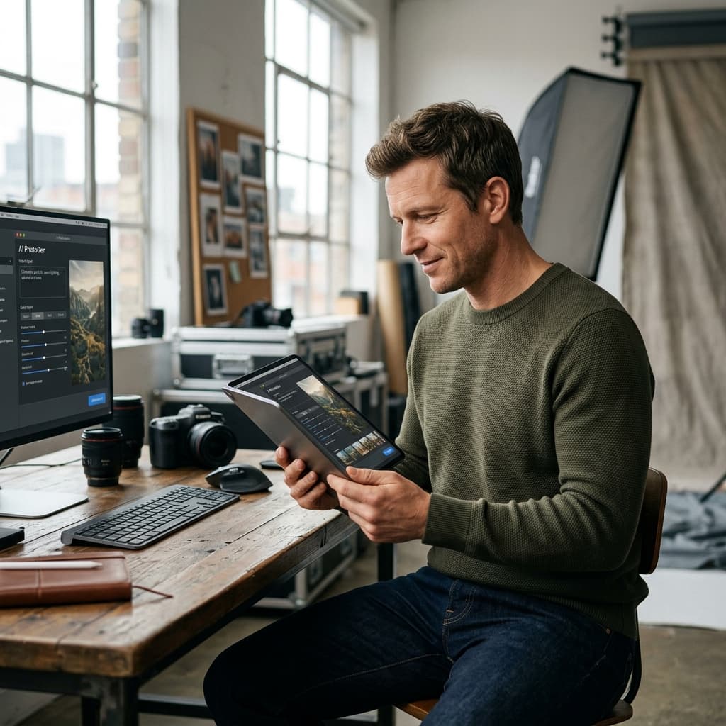 Editorial studio AI photography portraits example