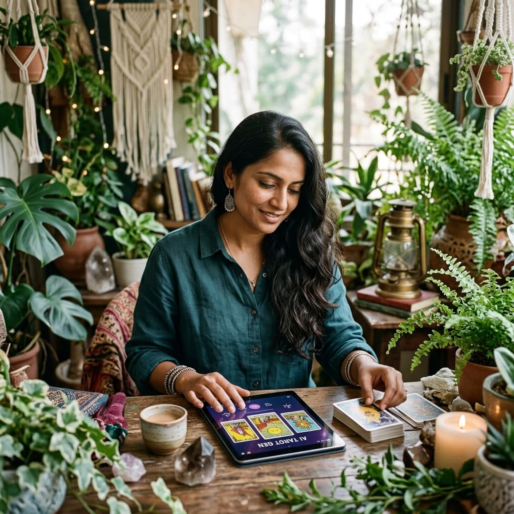 Botanical mystic Tarot card portraits example