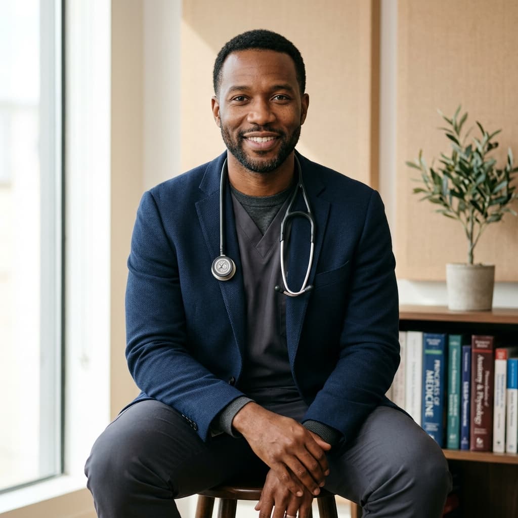 Clean studio Doctor headshots example