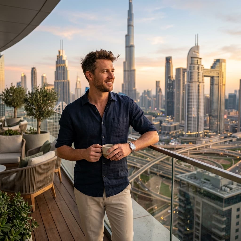 Skyline rooftop Dubai influencer photos example