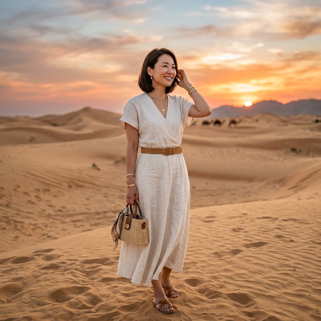 Desert sunset Dubai influencer photos example