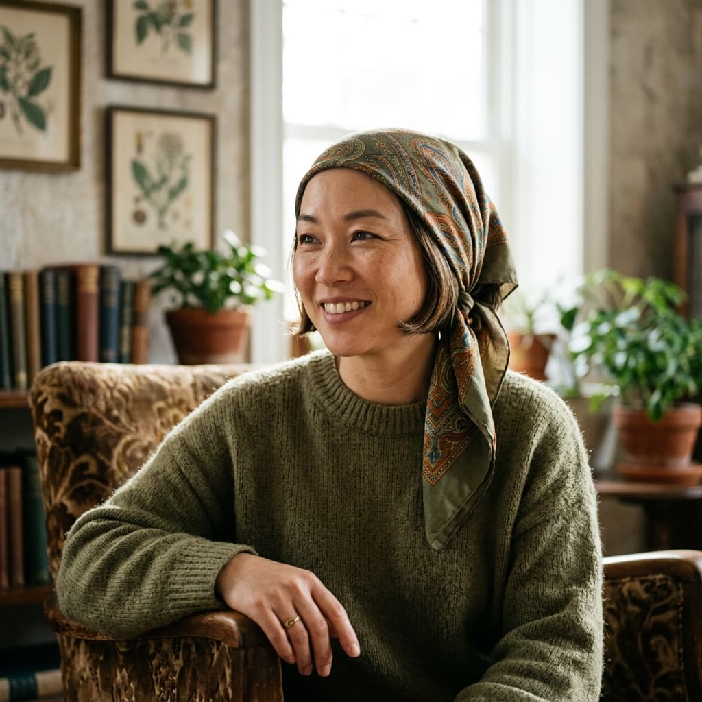 Vintage wrap Hair scarf photos example