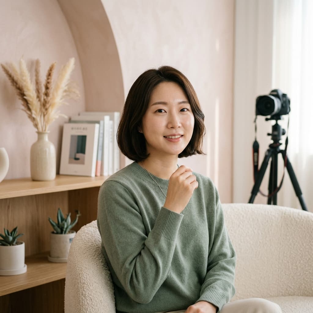 Pastel studio Korean-style profile photos example