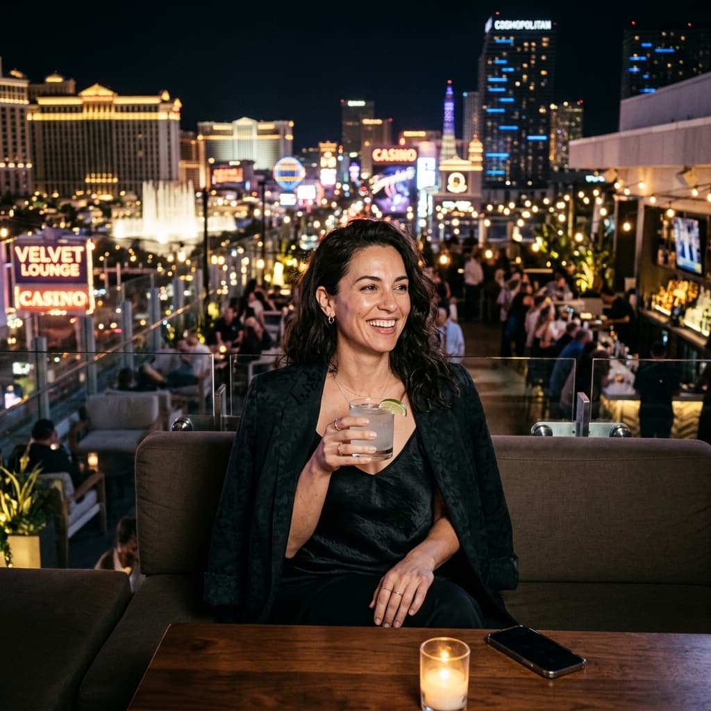 Rooftop night Las Vegas photos example
