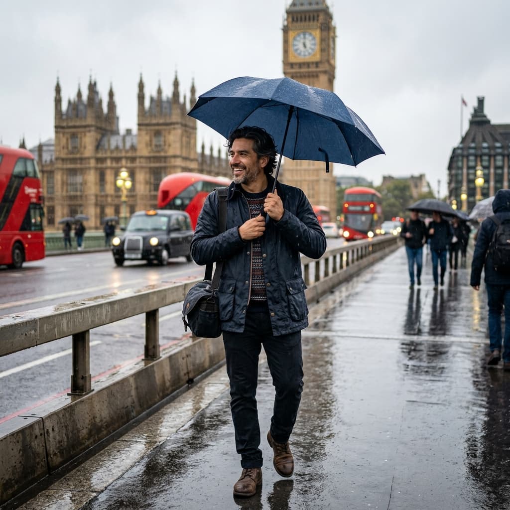 Rainy Westminster London photos example
