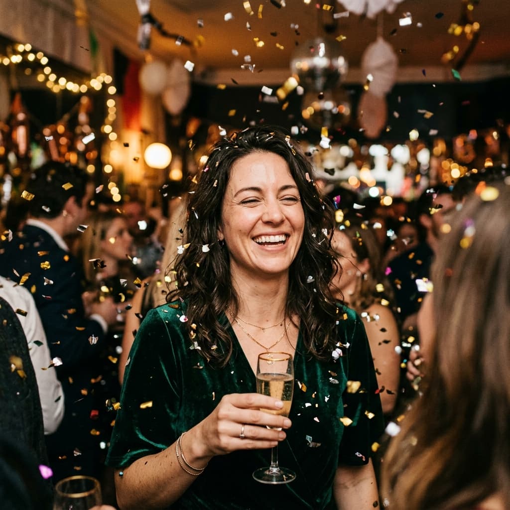 Confetti party New Year's Eve photos example