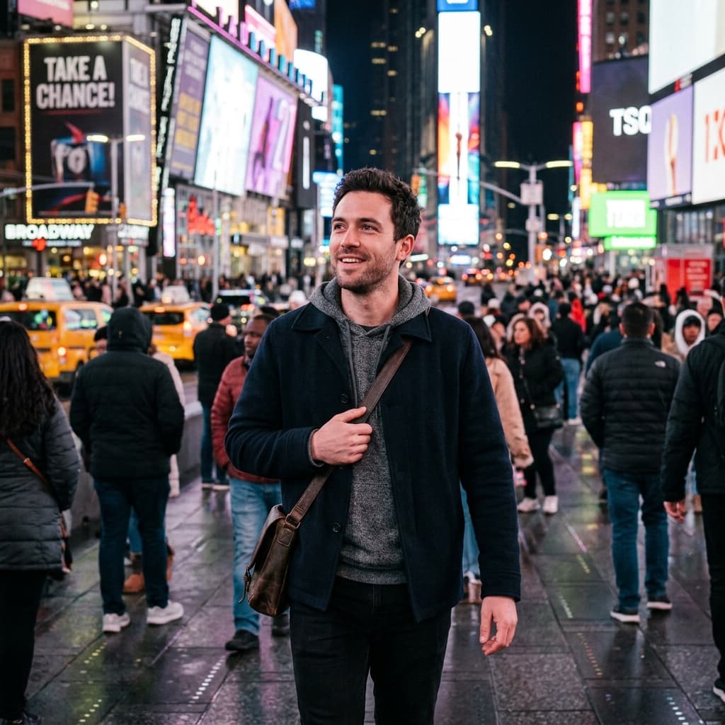 Times Square night New York photos example