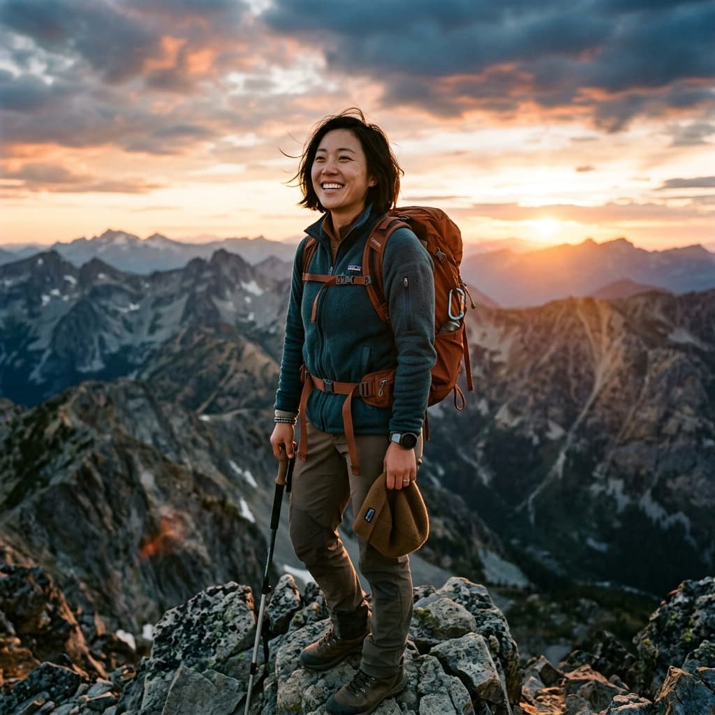 Summit sunset Outdoor adventure photos example
