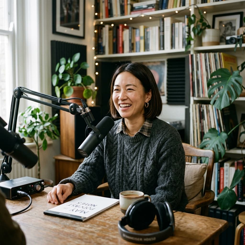Interview setup Podcast host photos example