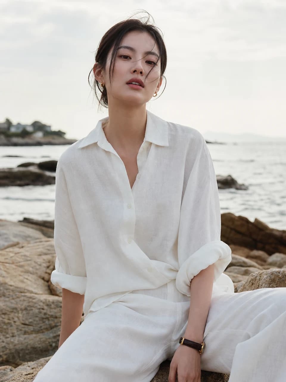 Coastal linen Quiet luxury photos AI-generated example