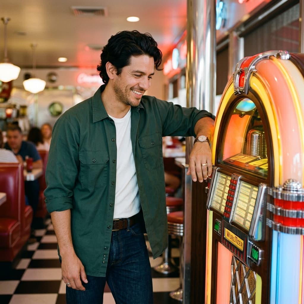 Jukebox pose 1950s diner photos example