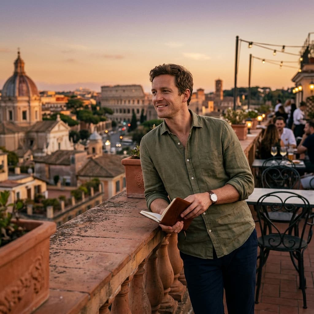 Terrace sunset Rome photos example