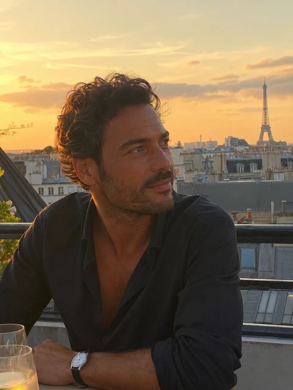 Rooftop sunset Paris photos AI-generated example