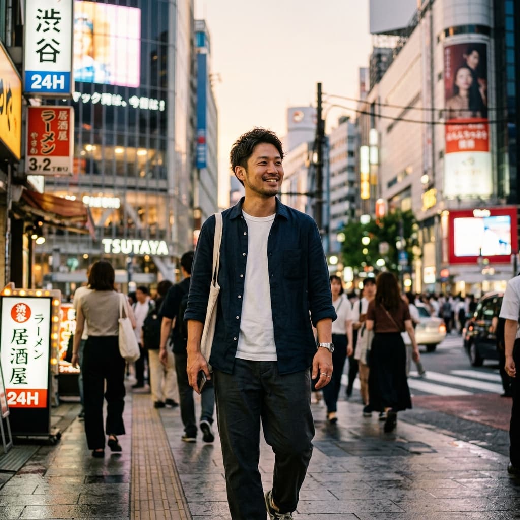 Shibuya evening Tokyo photos example
