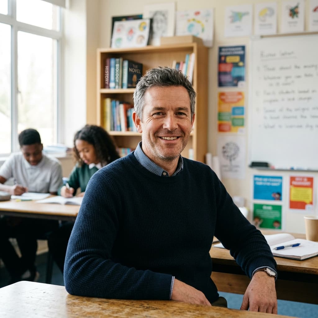 Bright classroom Teacher headshots example