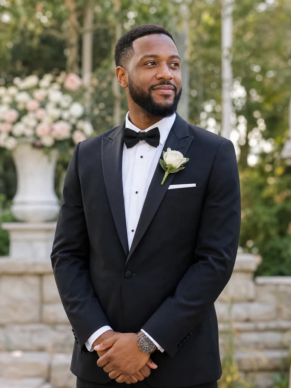 Garden ceremony Wedding photos AI-generated example