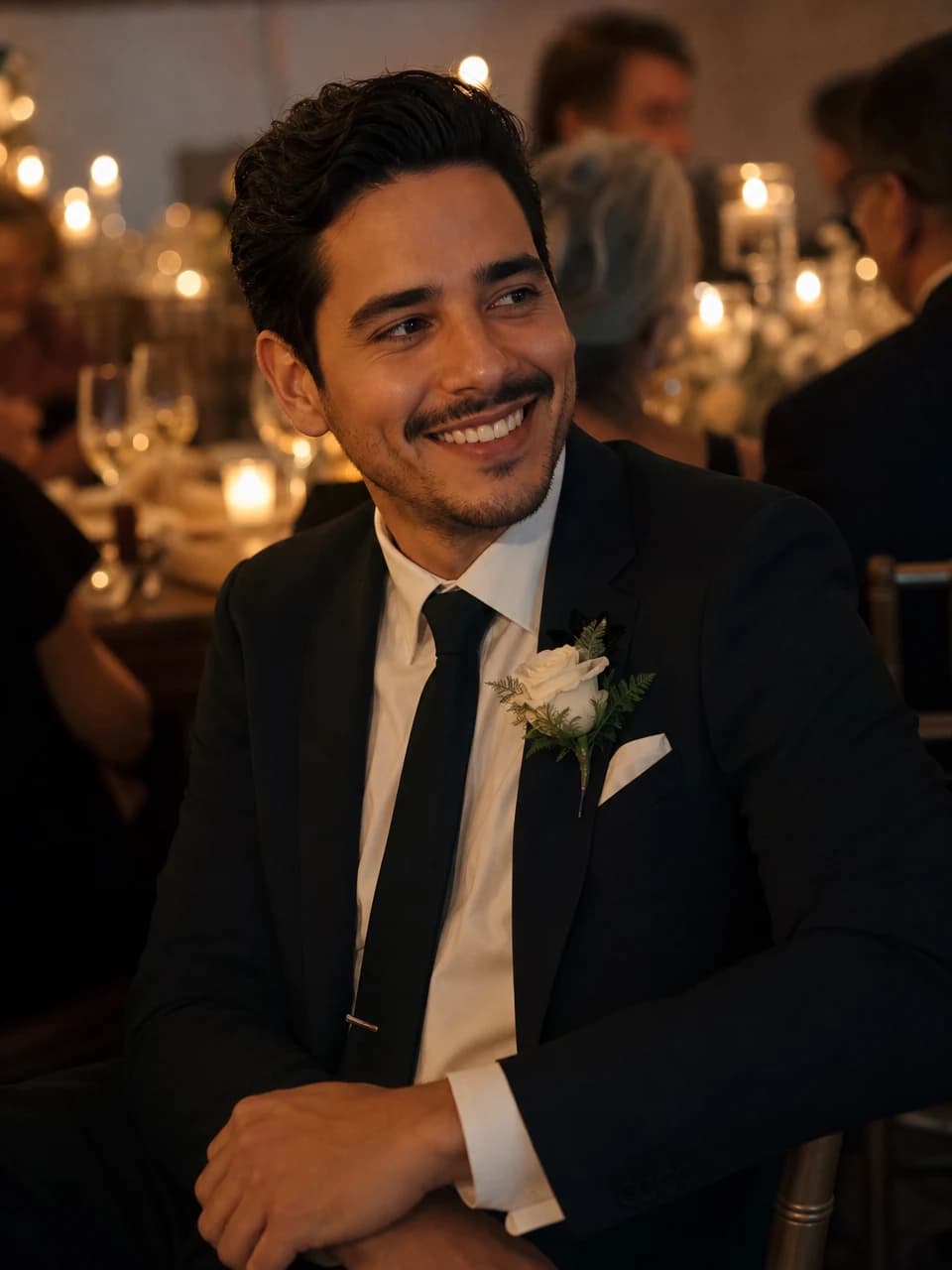 Candlelit reception Wedding photos AI-generated example