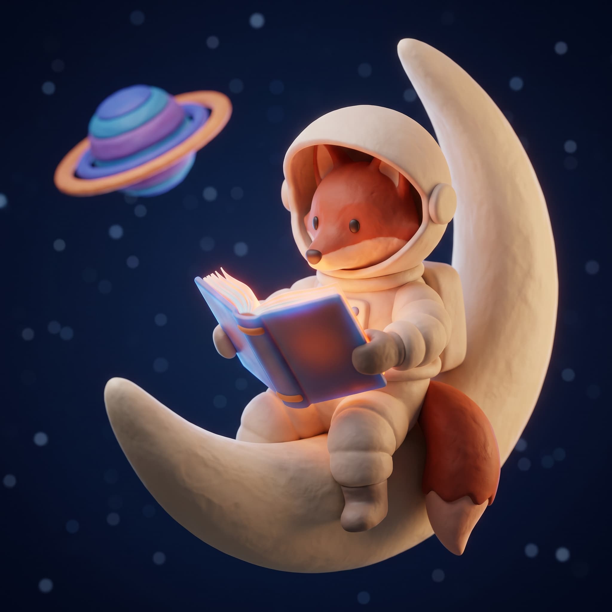 Fox astronaut in 3d render style