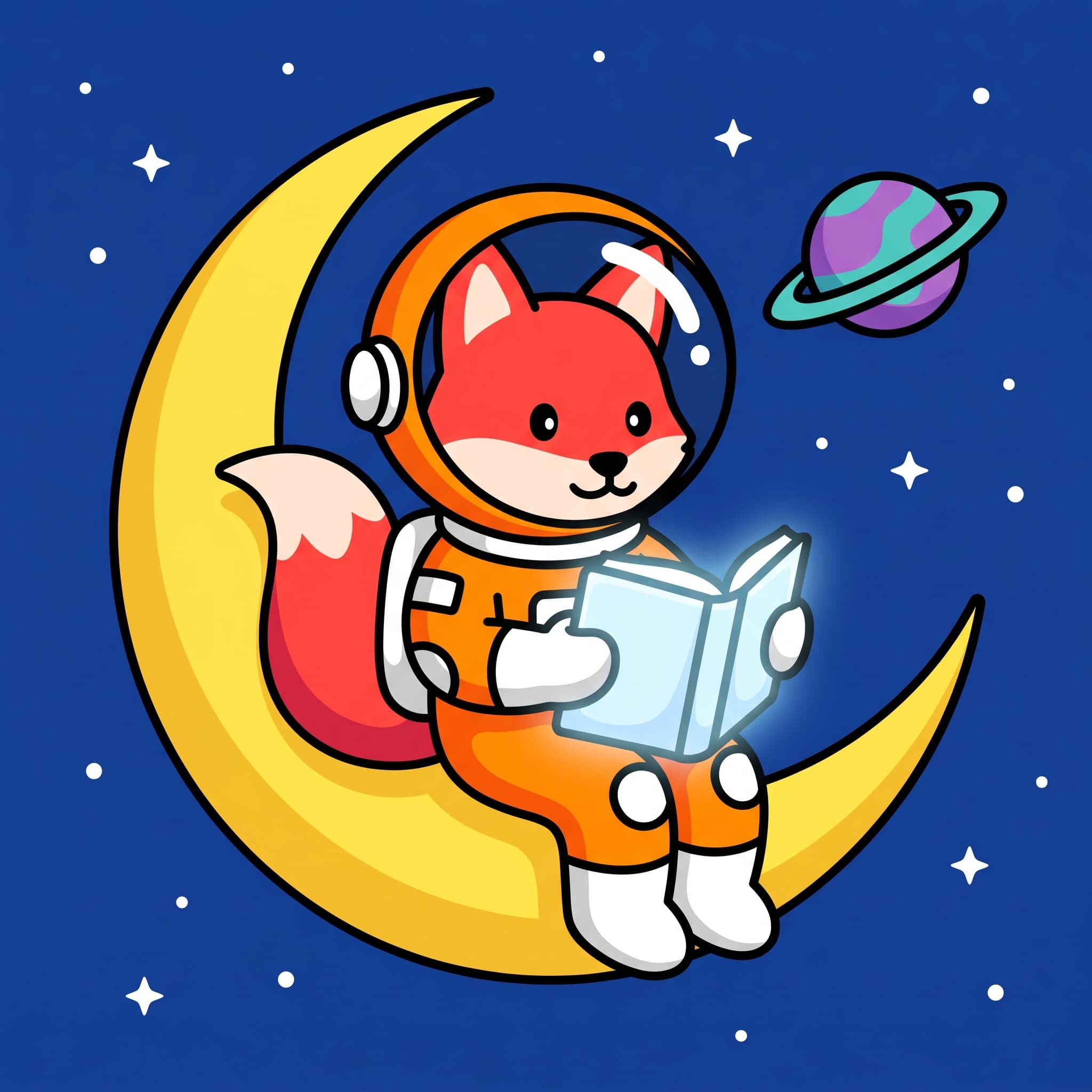 Fox astronaut in cartoon style