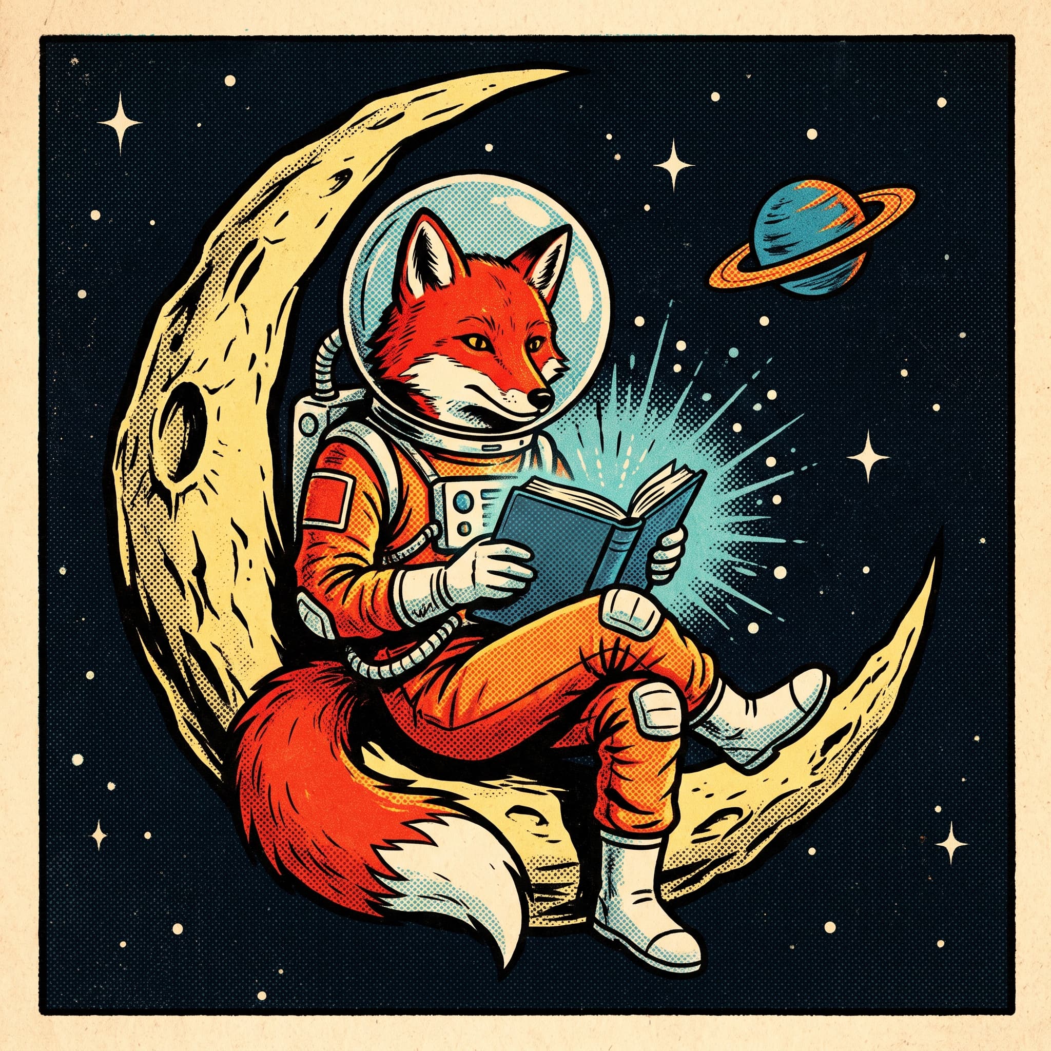 Fox astronaut in comic book style