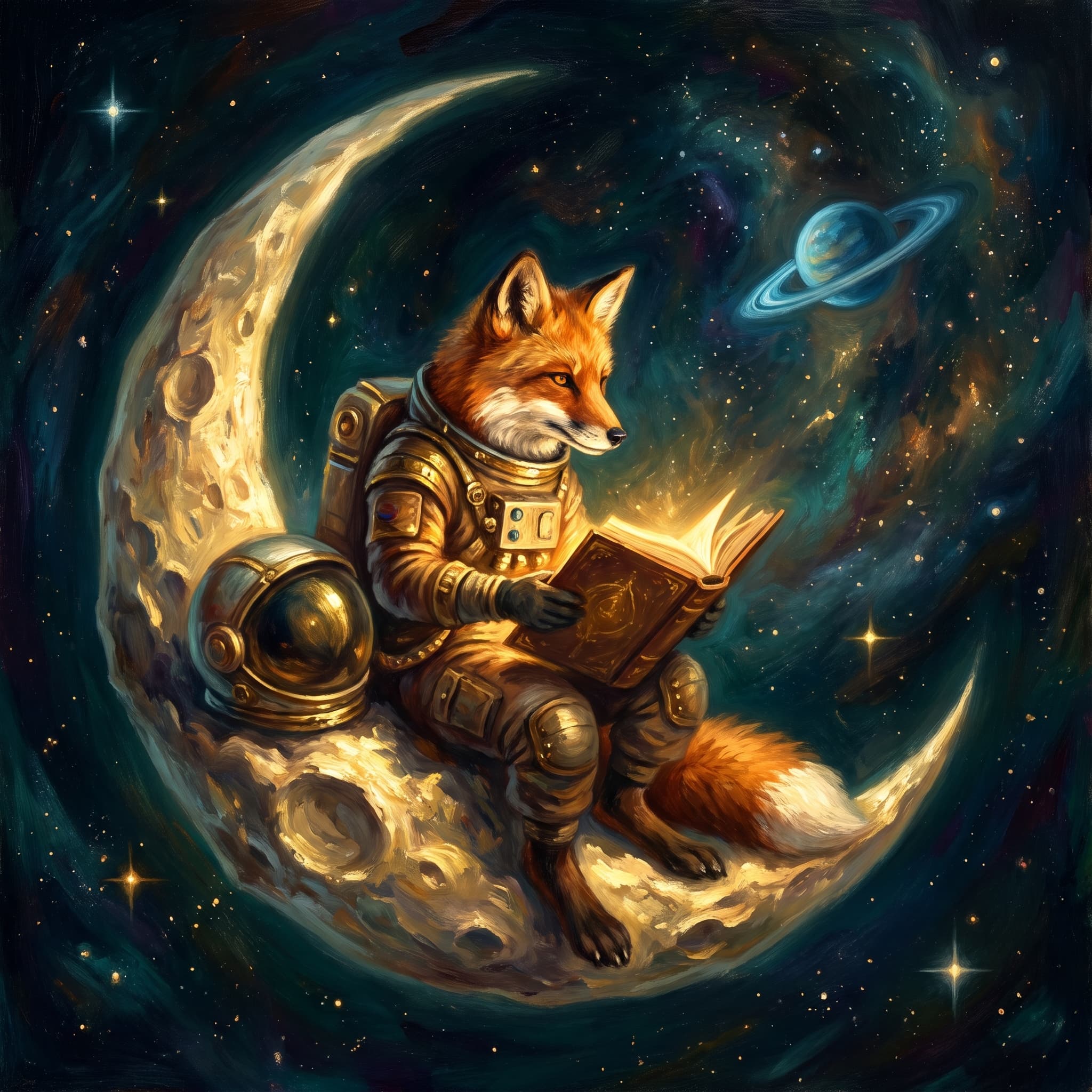 Fox astronaut in fantasy art style