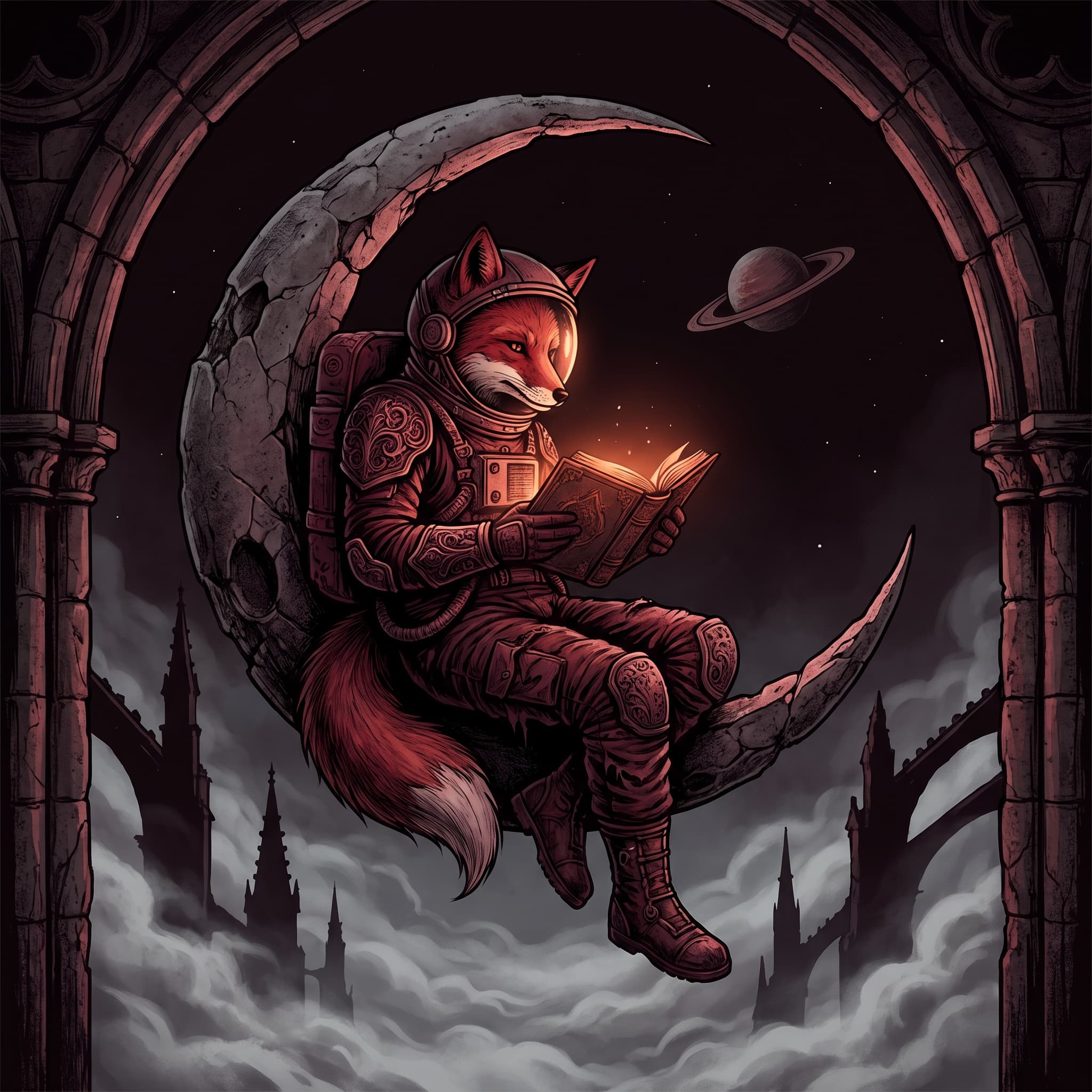 Fox astronaut in gothic style