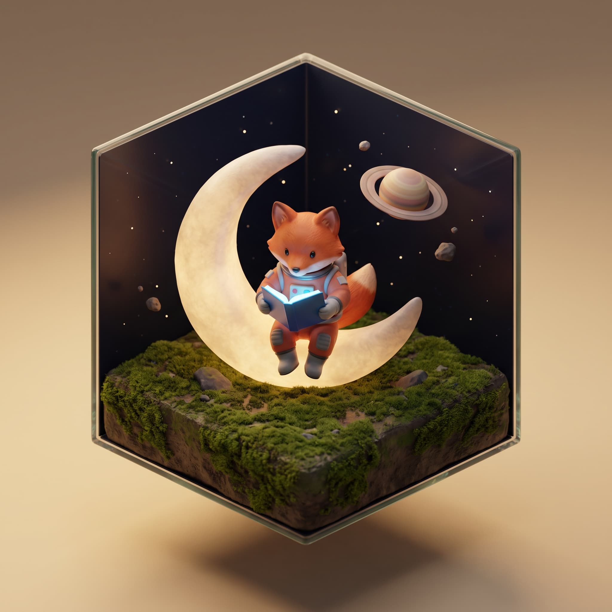 Fox astronaut in isometric style