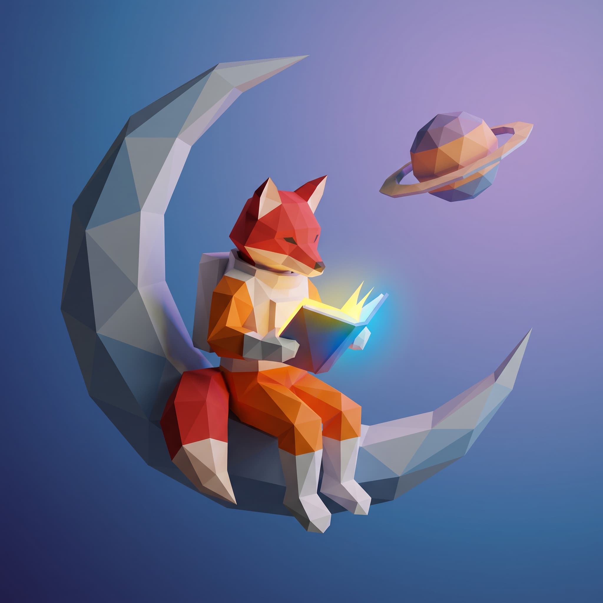 Fox astronaut in low poly style