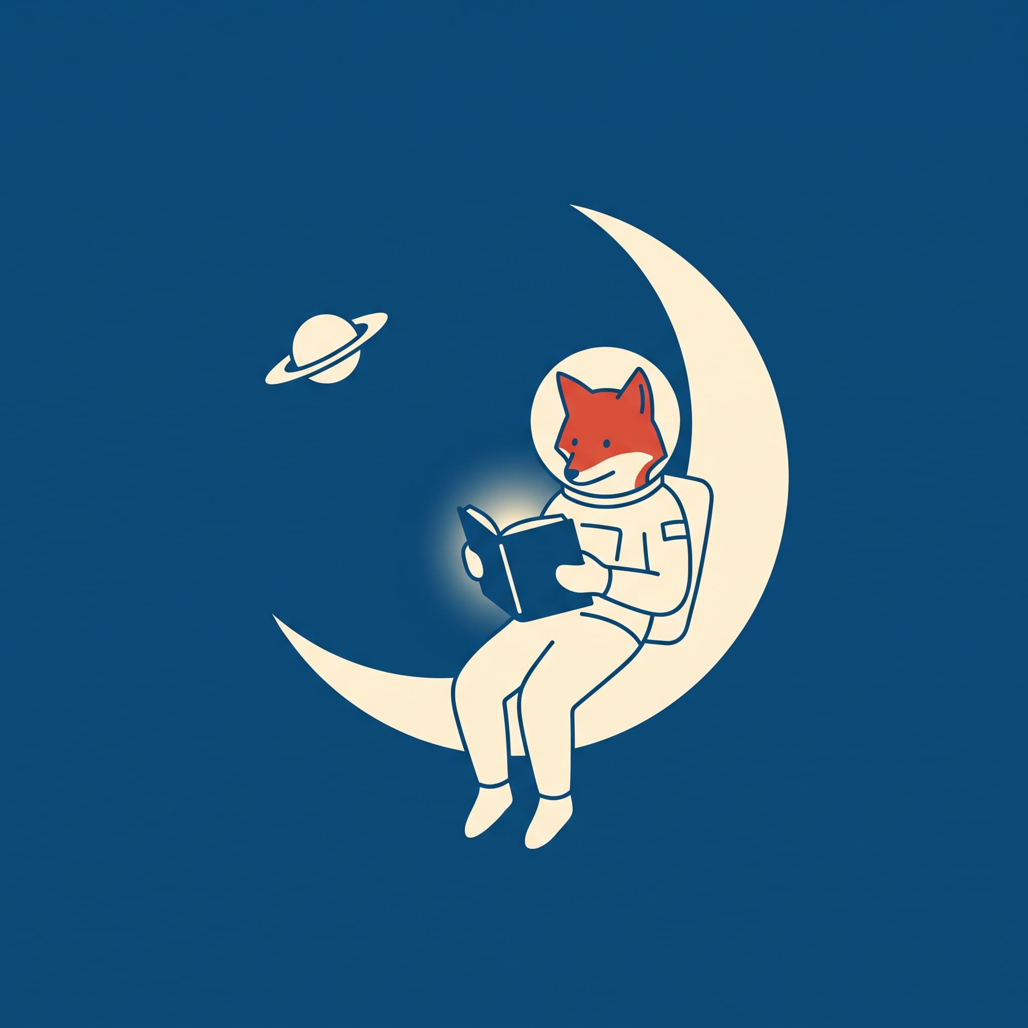 Fox astronaut in minimalist style
