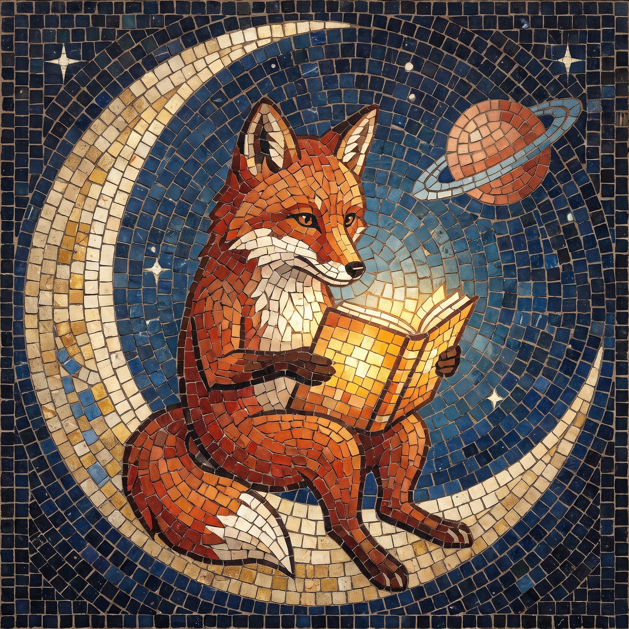Fox astronaut in mosaic style