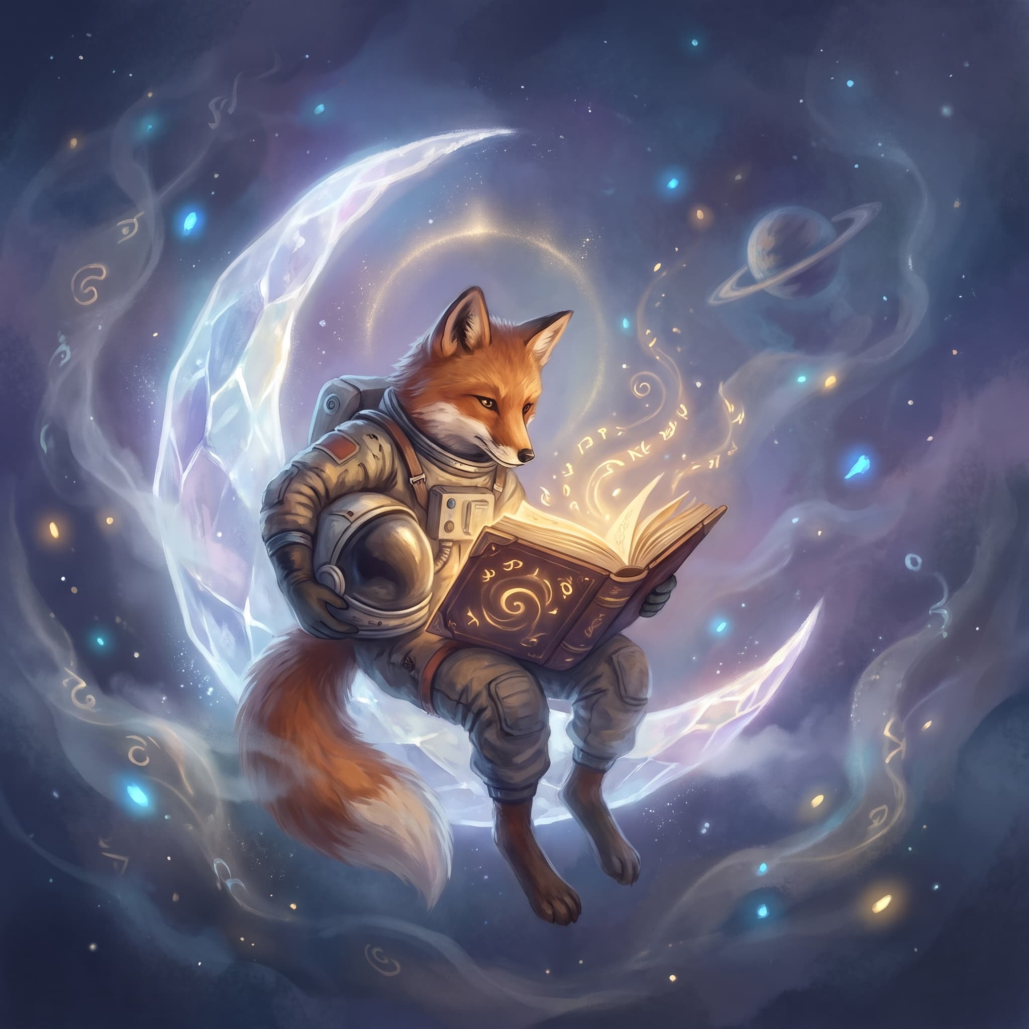Fox astronaut in mystical style