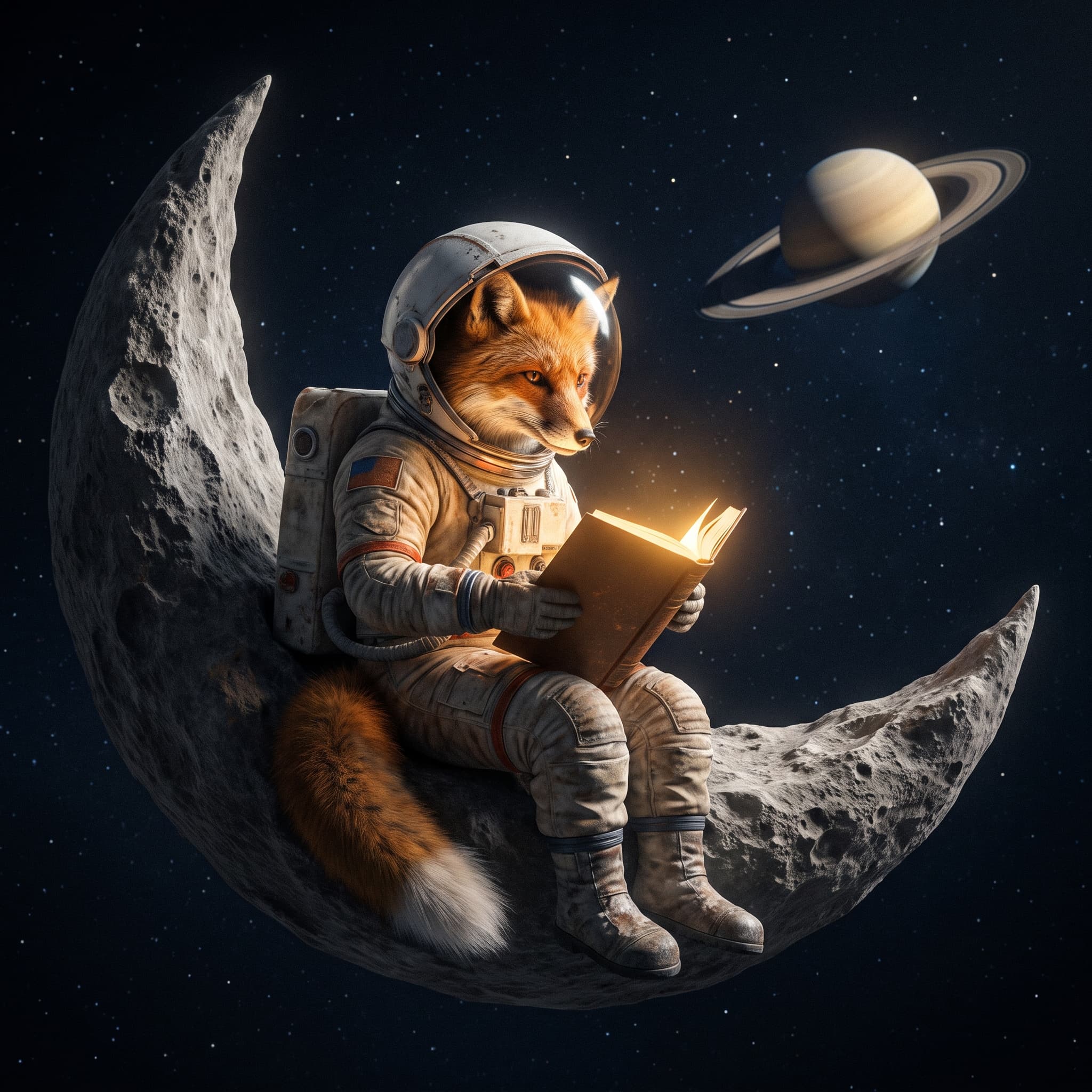 Fox astronaut in photorealistic style