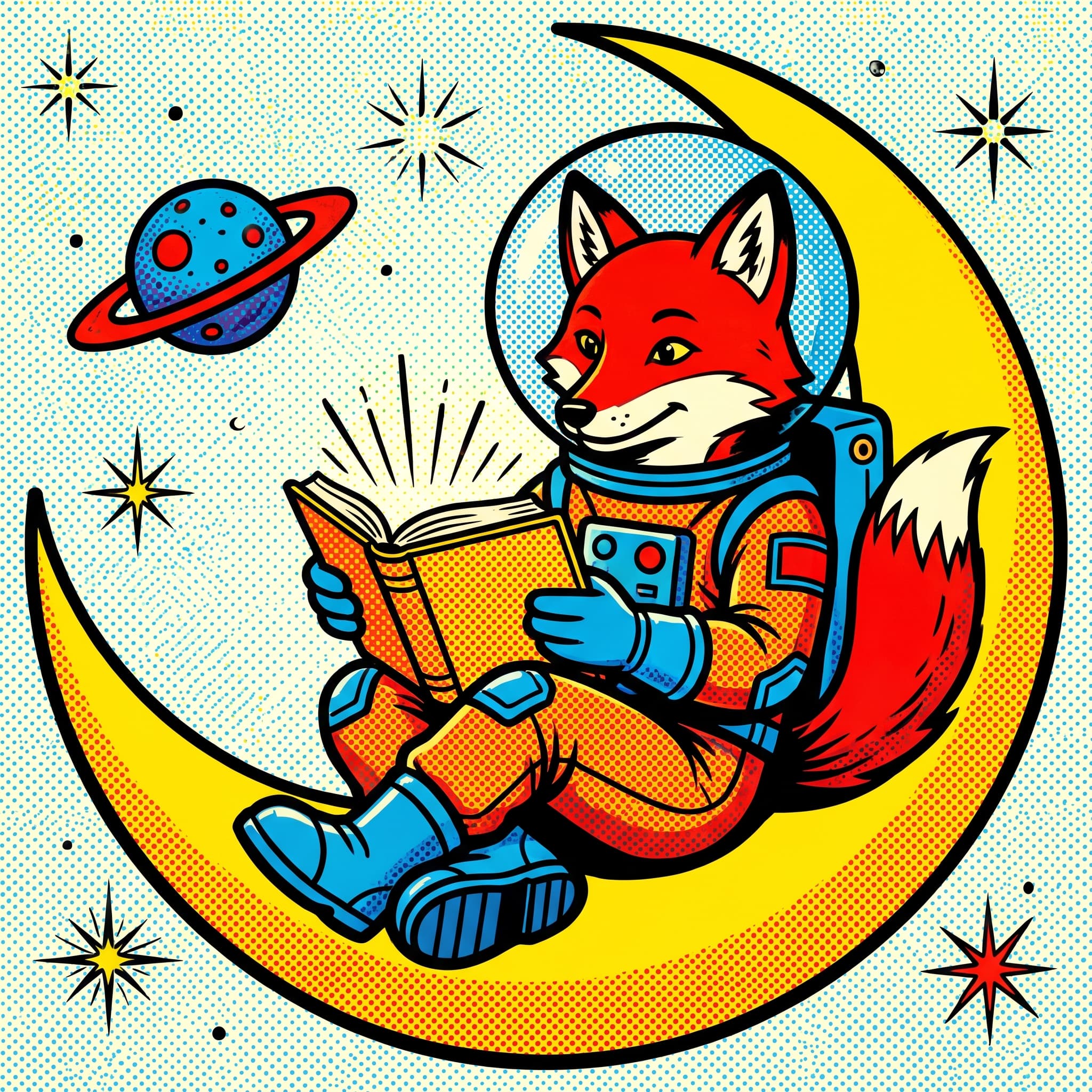 Fox astronaut in pop art style