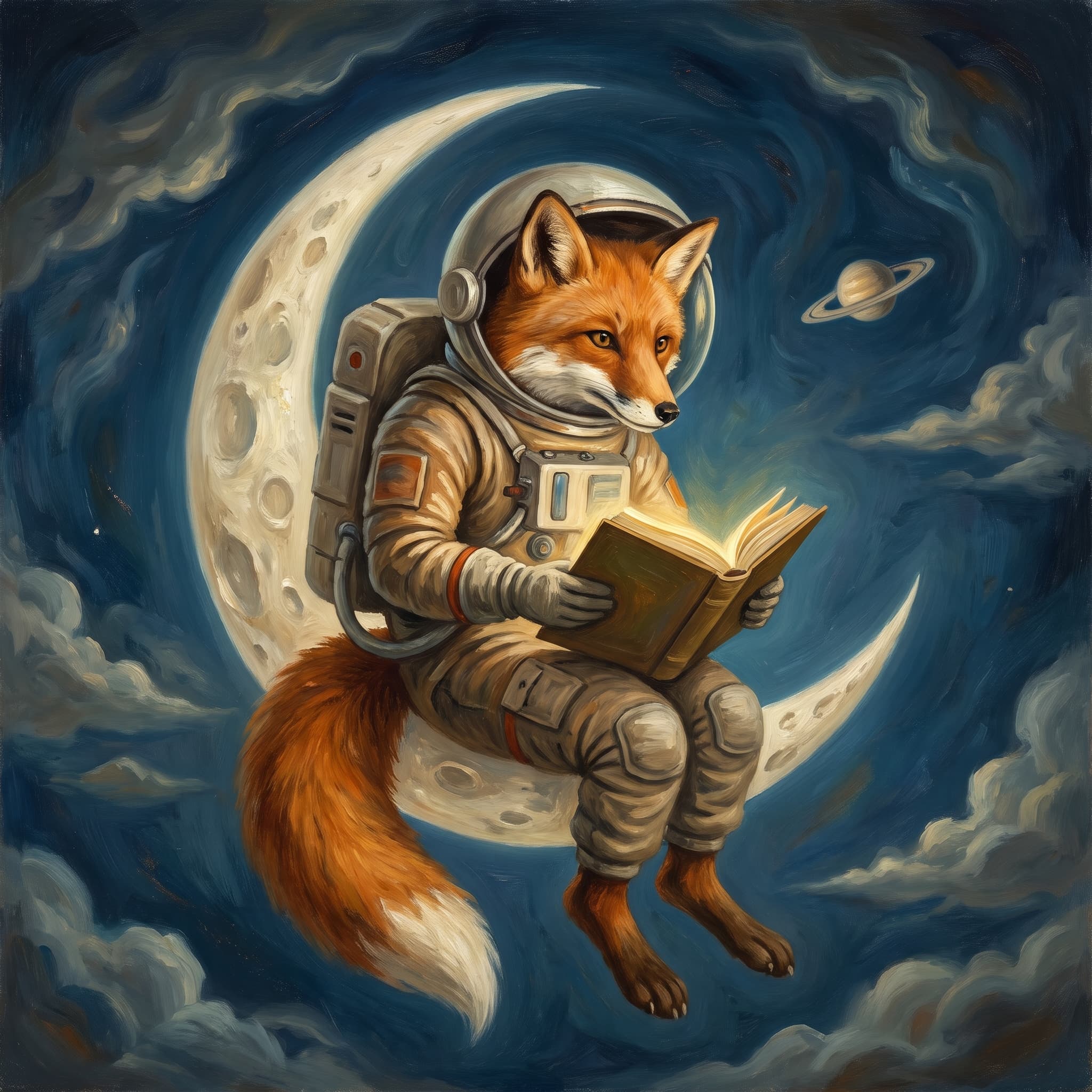 Fox astronaut in surreal style