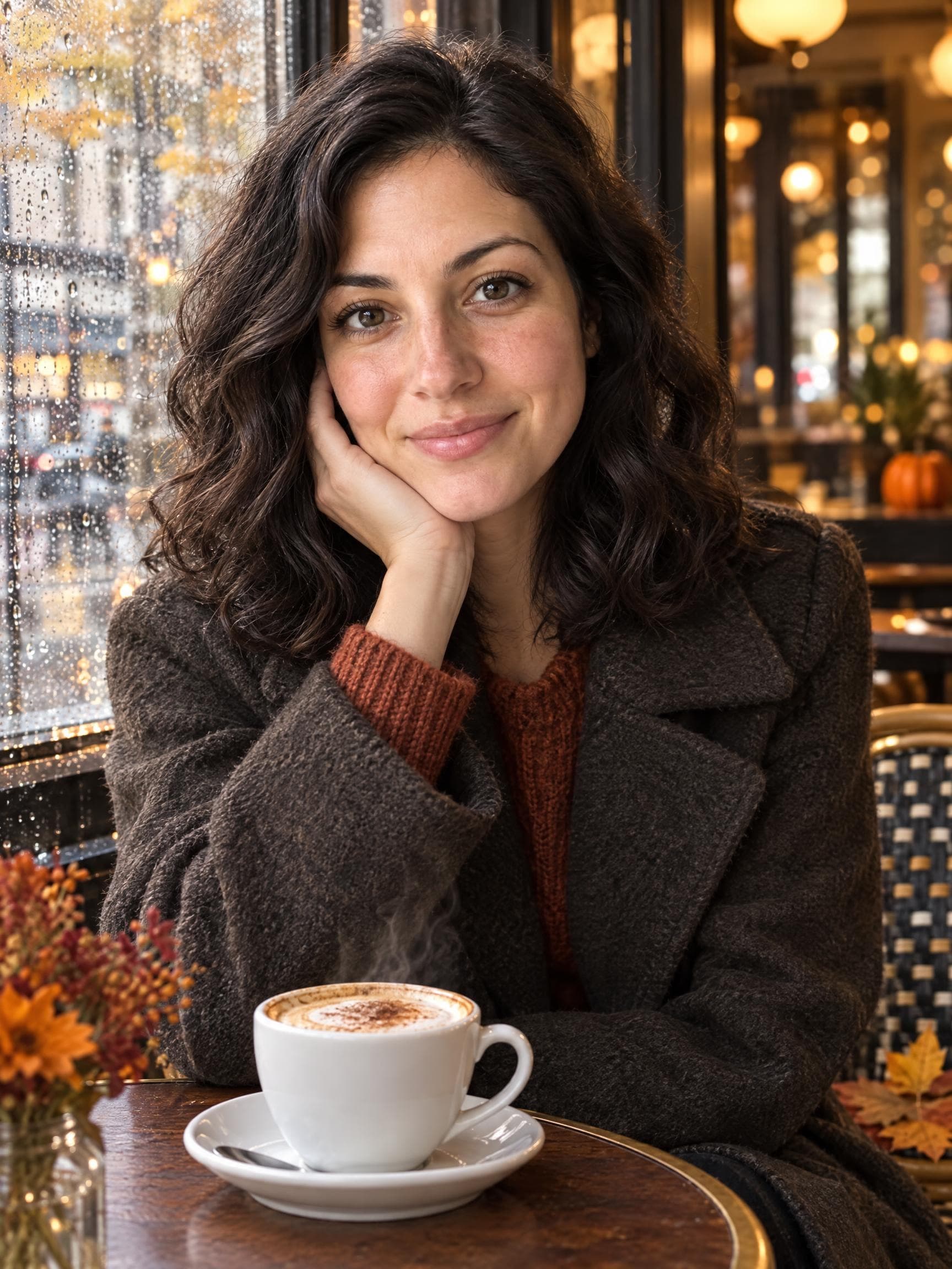 AI Halloween portrait in the autumn coffee break style