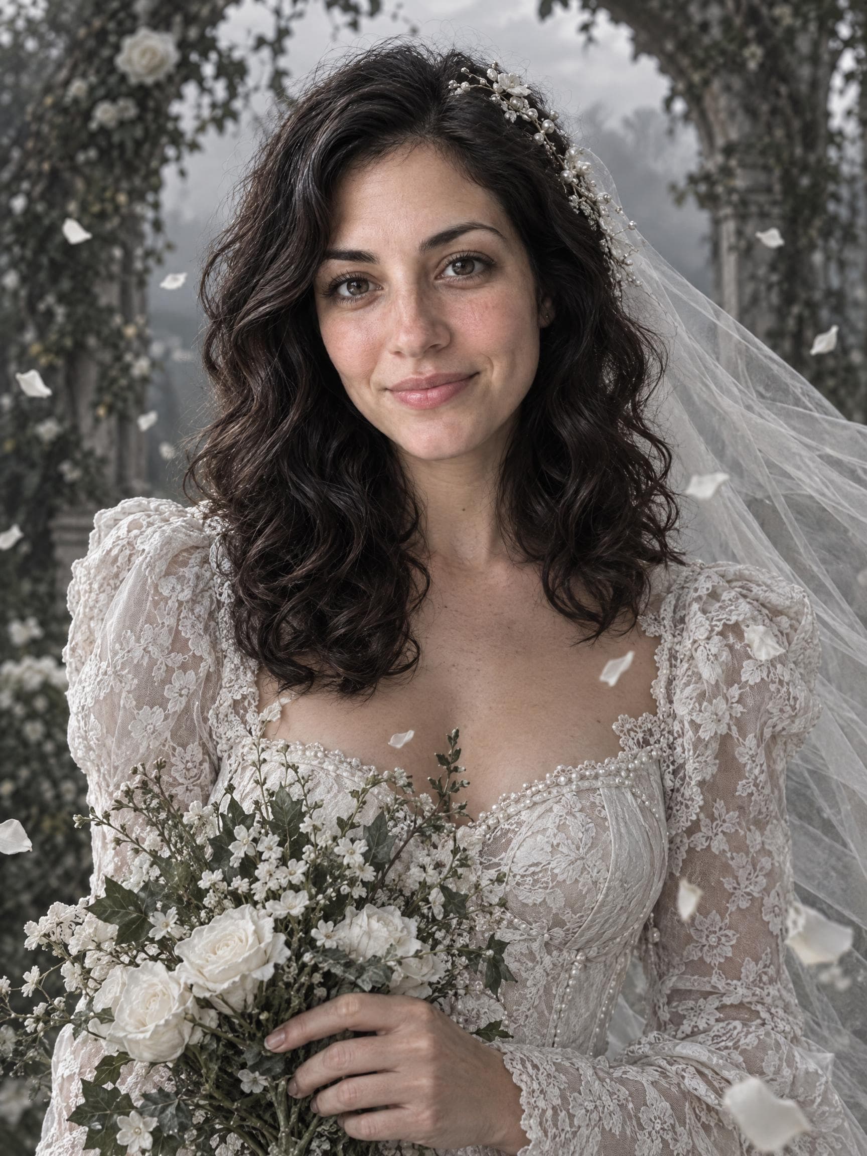 AI Halloween portrait in the ghostly wedding style