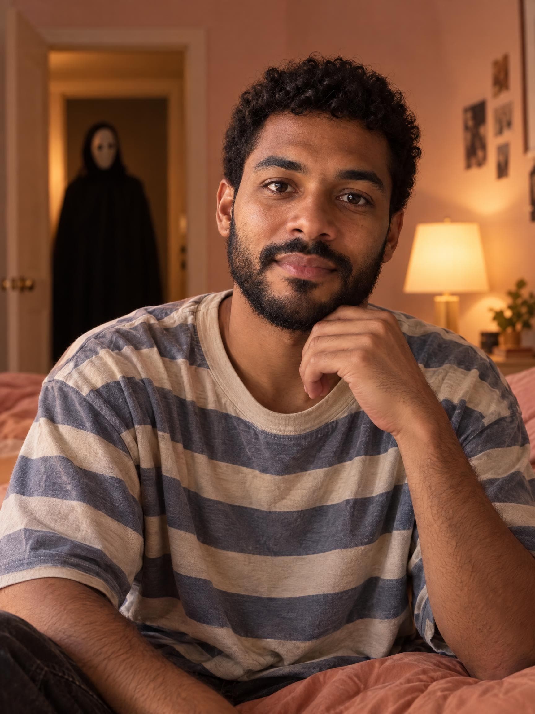 AI Halloween portrait in the doorway mystery style