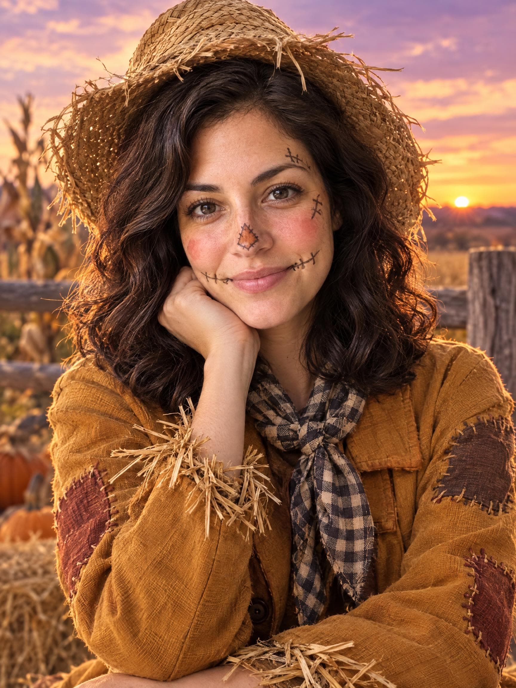 AI Halloween portrait in the harvest scarecrow style