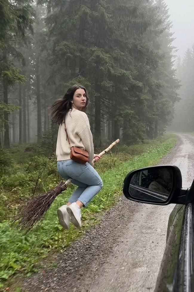 Witch Flying on Broom AI Video Generator