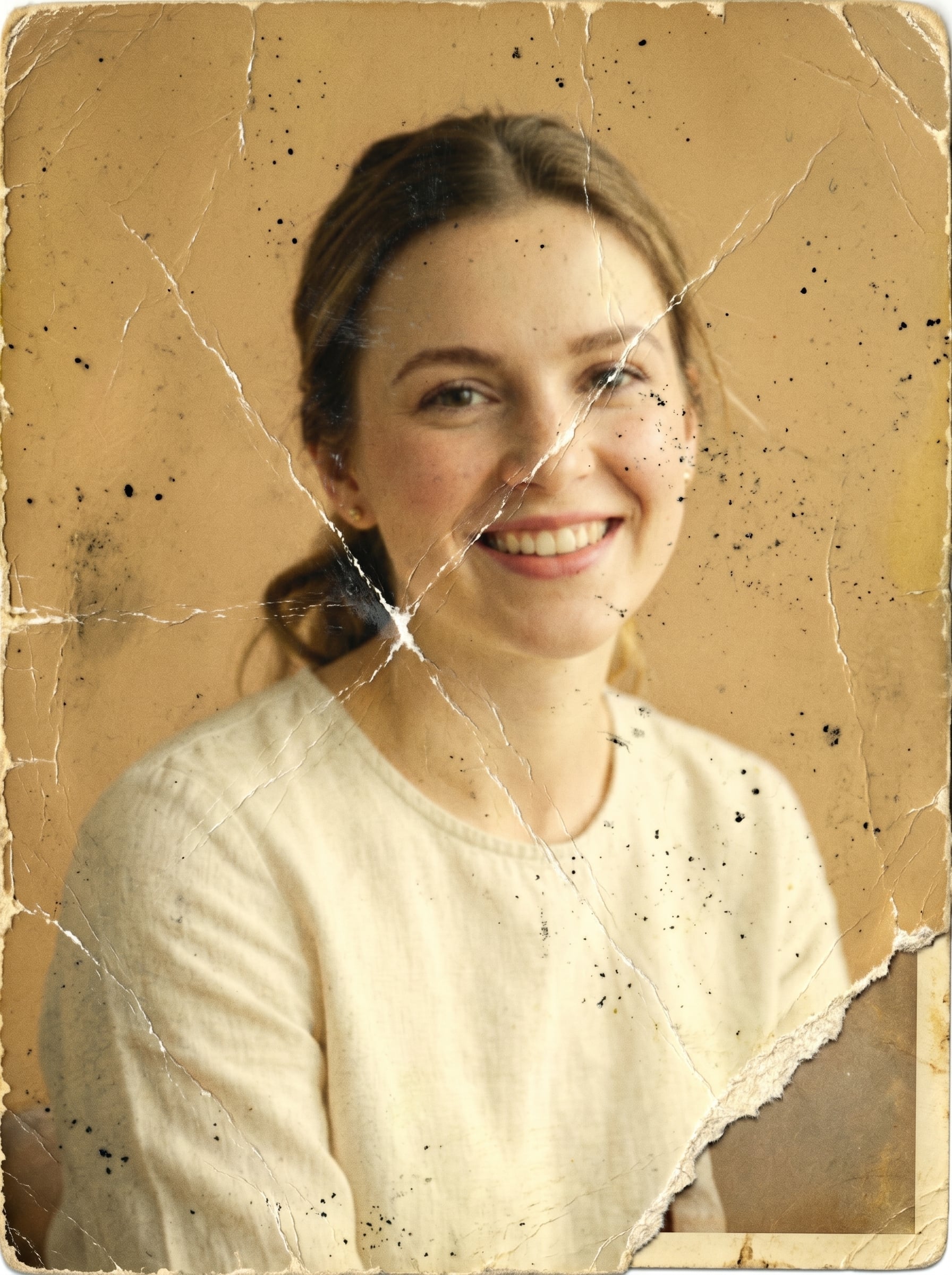 Before: torn and stained old photo