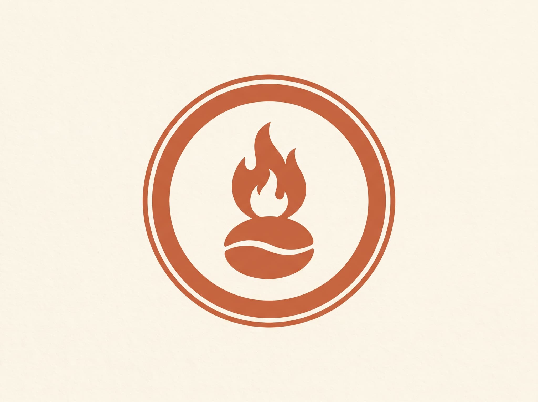 A circular coffee roastery emblem logo with a contained badge construction