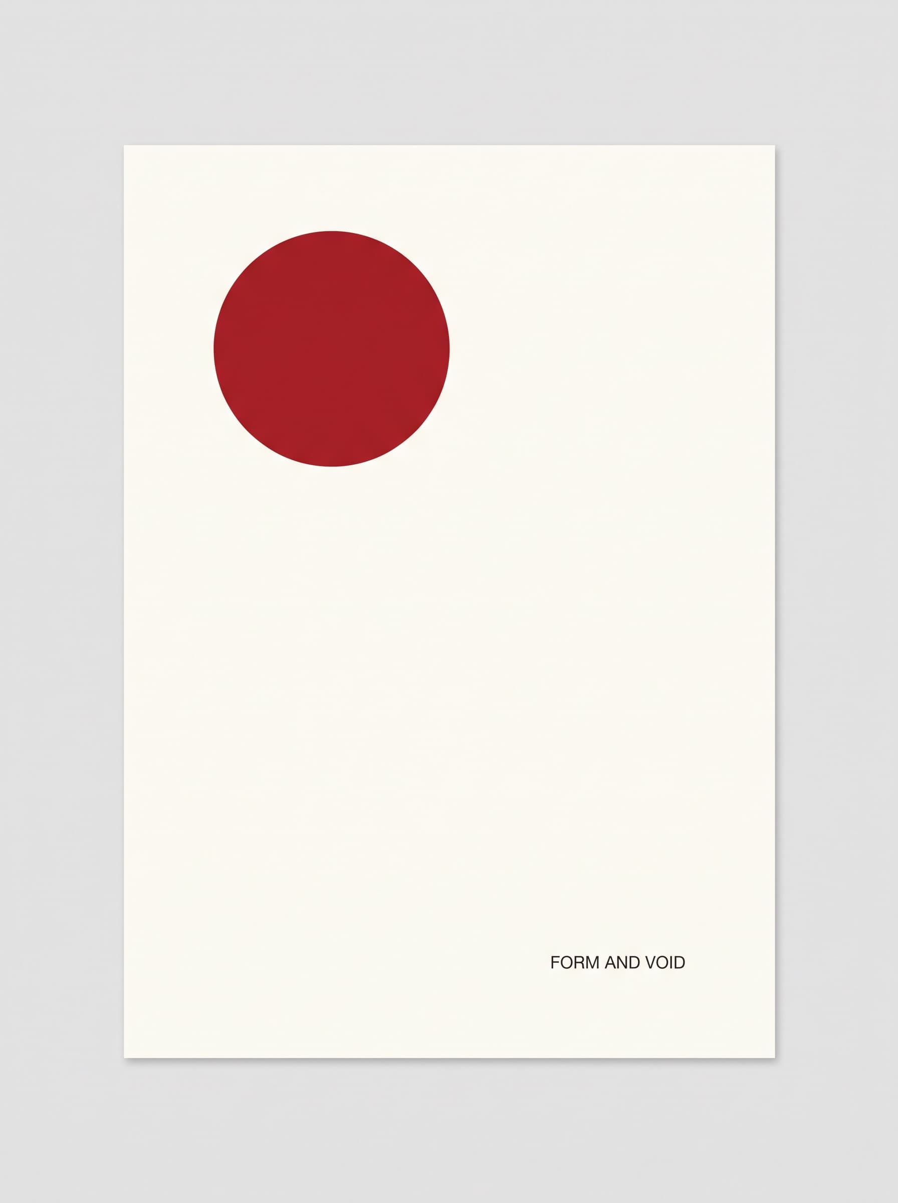 Minimal exhibition poster with a single red circle on warm white
