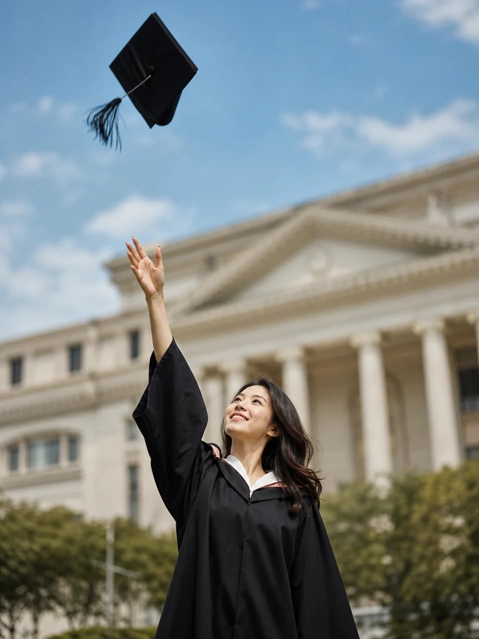 Cap toss Graduation photos example